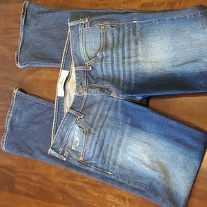 Hollister jeans, 29x33, size 9, dark wash, wear, brown, tan, straight, b…